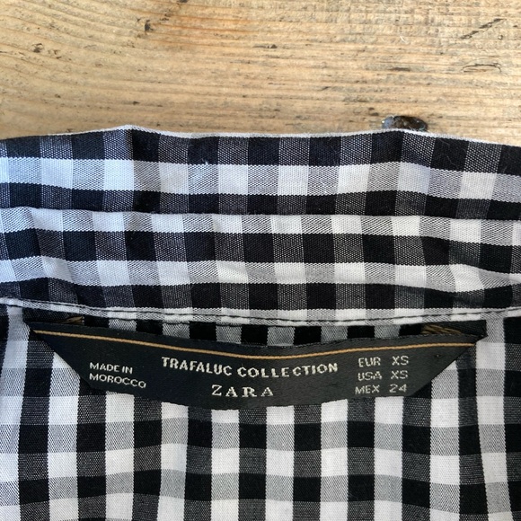 Zara sleeveless ruffles top in black and white gingham size XS made in Morocco - Picture 9 of 9
